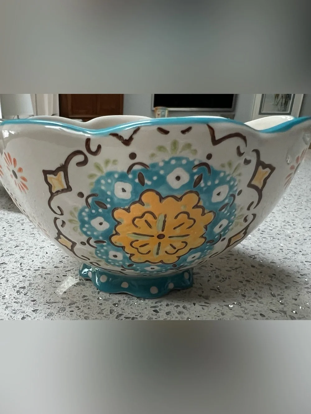 Artistic Accents Hand-Painted Platter & Bowl Peacock Coastline Imports EUC